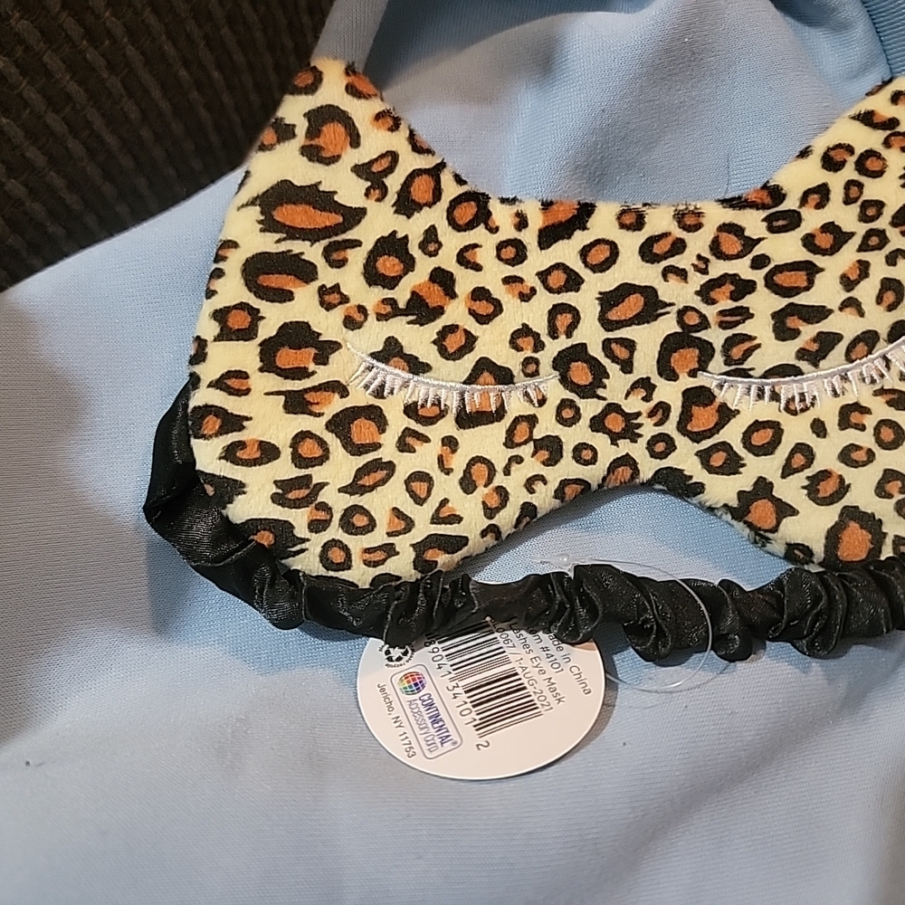 Leopard Print Sleep Mask with Black Strap